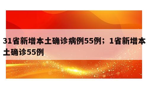 31省新增本土确诊病例55例；1省新增本土确诊55例