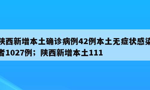 陕西新增本土确诊病例42例本土无症状感染者1027例；陕西新增本土111