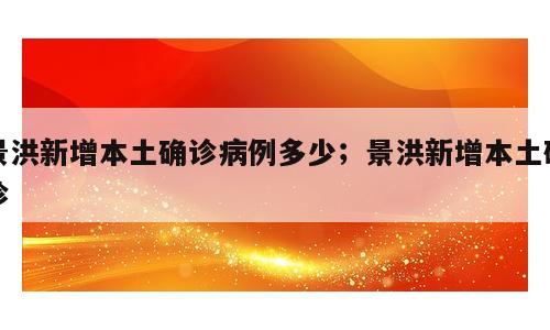 景洪新增本土确诊病例多少；景洪新增本土确诊
