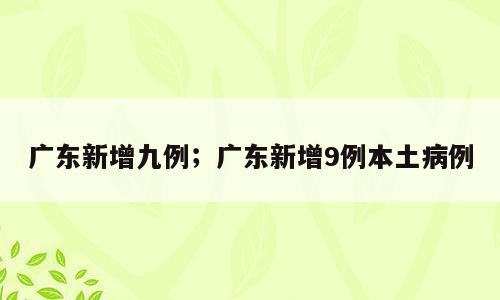 广东新增九例；广东新增9例本土病例