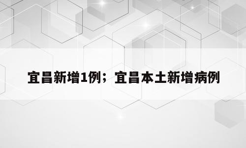宜昌新增1例；宜昌本土新增病例