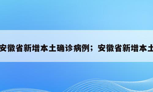 安徽省新增本土确诊病例；安徽省新增本土