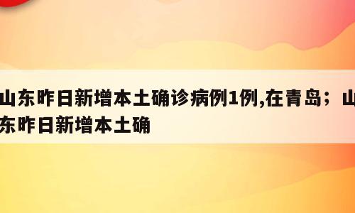 山东昨日新增本土确诊病例1例,在青岛；山东昨日新增本土确