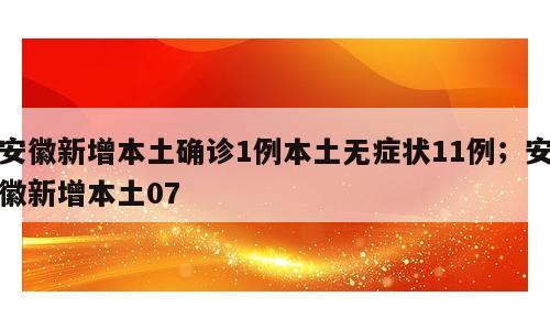 安徽新增本土确诊1例本土无症状11例；安徽新增本土07