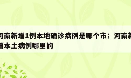 河南新增1例本地确诊病例是哪个市；河南新增本土病例哪里的