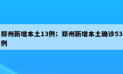 郑州新增本土13例；郑州新增本土确诊53例