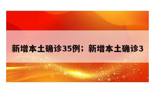 新增本土确诊35例；新增本土确诊3