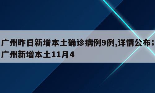 广州昨日新增本土确诊病例9例,详情公布；广州新增本土11月4