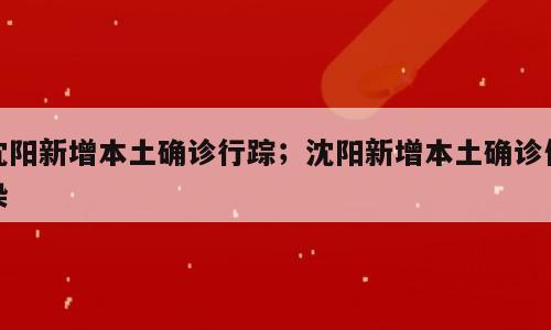 沈阳新增本土确诊行踪；沈阳新增本土确诊传染