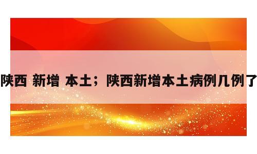 陕西 新增 本土；陕西新增本土病例几例了