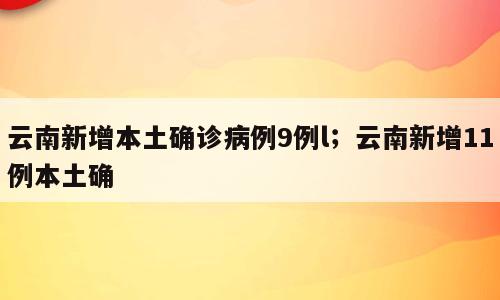 云南新增本土确诊病例9例l；云南新增11例本土确