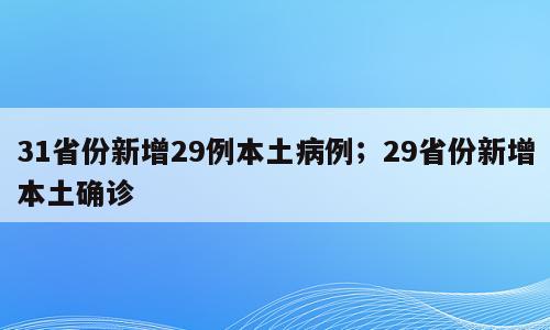 31省份新增29例本土病例；29省份新增本土确诊