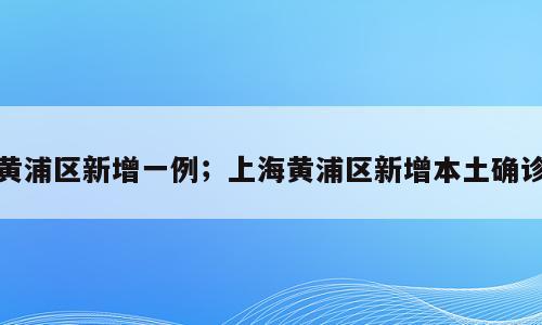 黄浦区新增一例；上海黄浦区新增本土确诊