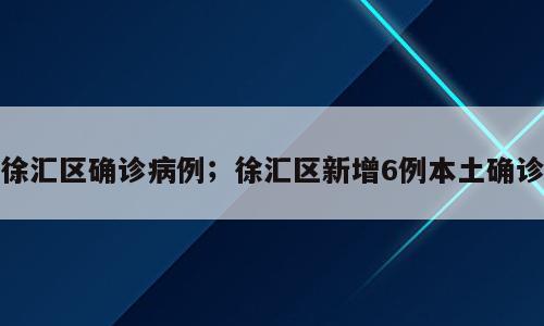 徐汇区确诊病例；徐汇区新增6例本土确诊