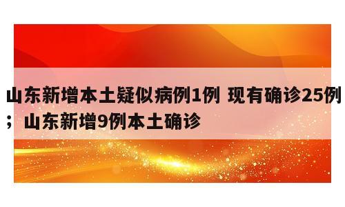 山东新增本土疑似病例1例 现有确诊25例；山东新增9例本土确诊
