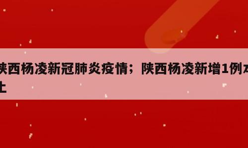 陕西杨凌新冠肺炎疫情；陕西杨凌新增1例本土