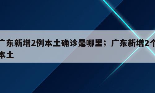 广东新增2例本土确诊是哪里；广东新增2个本土