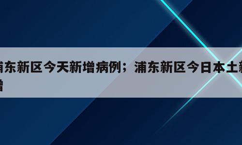 浦东新区今天新增病例；浦东新区今日本土新增