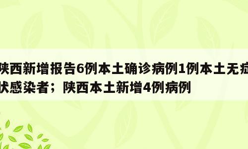陕西新增报告6例本土确诊病例1例本土无症状感染者；陕西本土新增4例病例