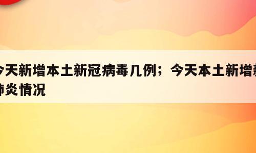 今天新增本土新冠病毒几例；今天本土新增新肺炎情况