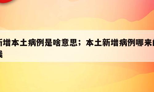 新增本土病例是啥意思；本土新增病例哪来的钱