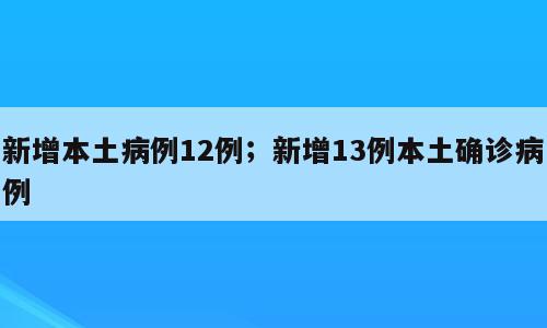新增本土病例12例；新增13例本土确诊病例
