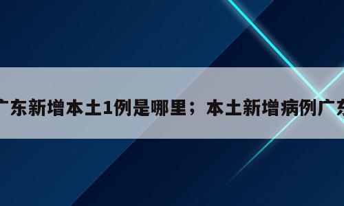 广东新增本土1例是哪里；本土新增病例广东