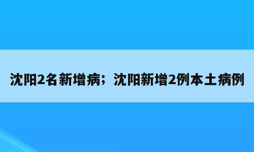 沈阳2名新增病；沈阳新增2例本土病例