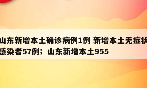 山东新增本土确诊病例1例 新增本土无症状感染者57例；山东新增本土955