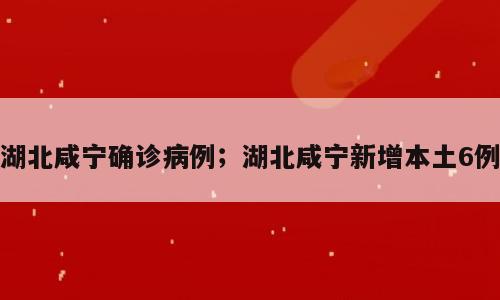 湖北咸宁确诊病例；湖北咸宁新增本土6例