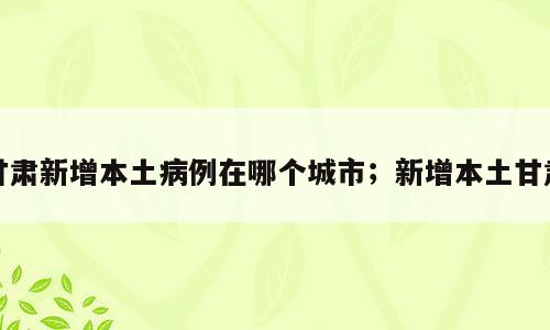 甘肃新增本土病例在哪个城市；新增本土甘肃