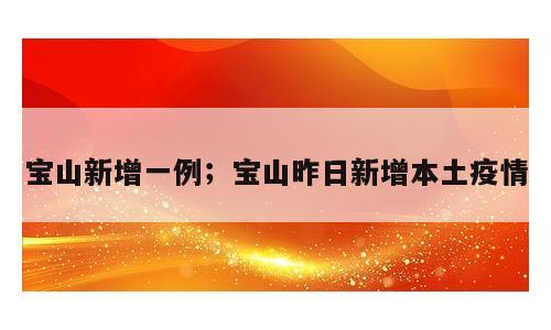 宝山新增一例；宝山昨日新增本土疫情