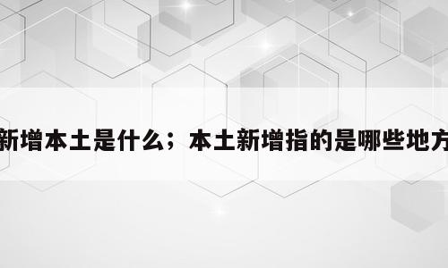 新增本土是什么；本土新增指的是哪些地方
