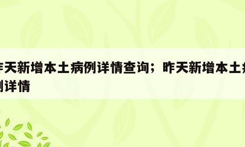 昨天新增本土病例详情查询；昨天新增本土病例详情