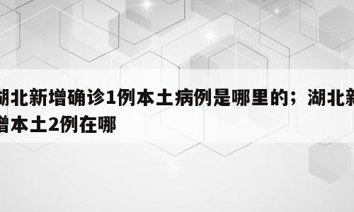 湖北新增确诊1例本土病例是哪里的；湖北新增本土2例在哪