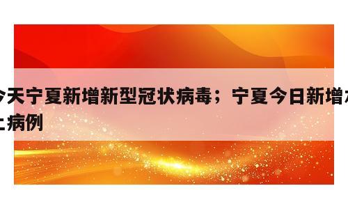 今天宁夏新增新型冠状病毒；宁夏今日新增本土病例