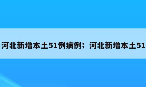 河北新增本土51例病例；河北新增本土51