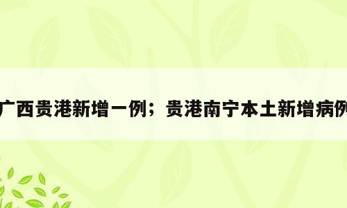 广西贵港新增一例；贵港南宁本土新增病例