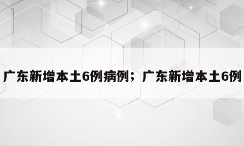 广东新增本土6例病例；广东新增本土6例
