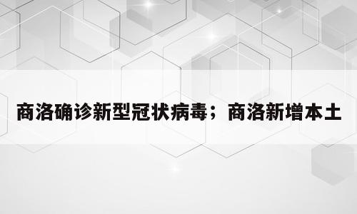 商洛确诊新型冠状病毒；商洛新增本土