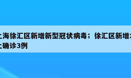 上海徐汇区新增新型冠状病毒；徐汇区新增本土确诊3例