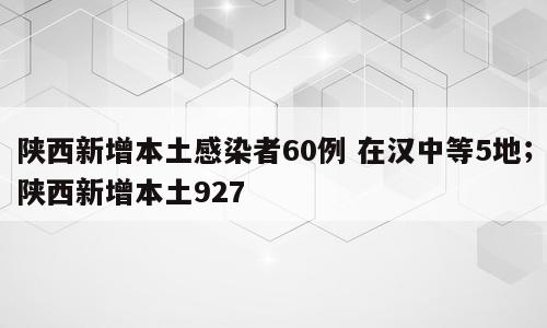 陕西新增本土感染者60例 在汉中等5地；陕西新增本土927