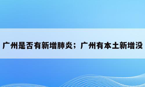 广州是否有新增肺炎；广州有本土新增没