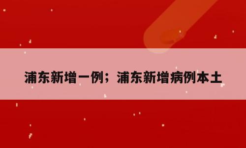 浦东新增一例；浦东新增病例本土