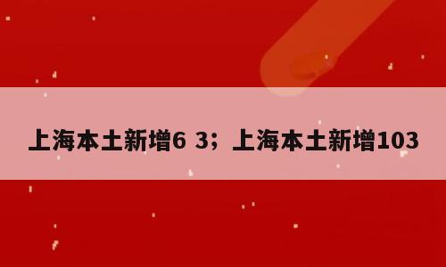 上海本土新增6 3；上海本土新增103