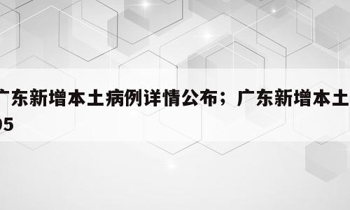 广东新增本土病例详情公布；广东新增本土195