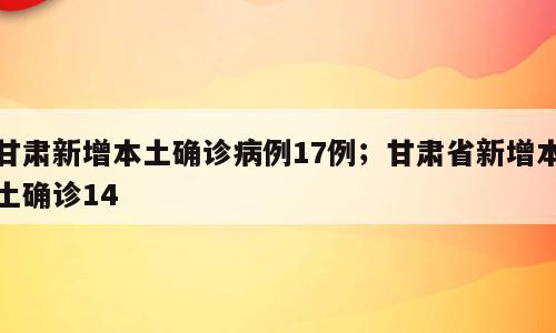 甘肃新增本土确诊病例17例；甘肃省新增本土确诊14