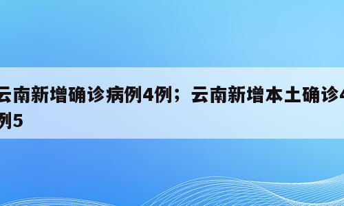 云南新增确诊病例4例；云南新增本土确诊4例5