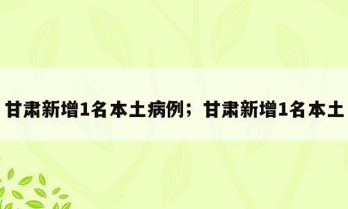 甘肃新增1名本土病例；甘肃新增1名本土