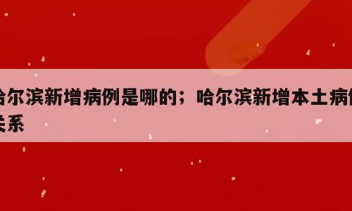 哈尔滨新增病例是哪的；哈尔滨新增本土病例关系